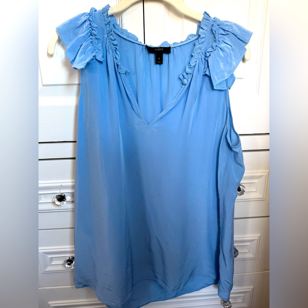 J Crew light blue sleeveless blouse--size 12